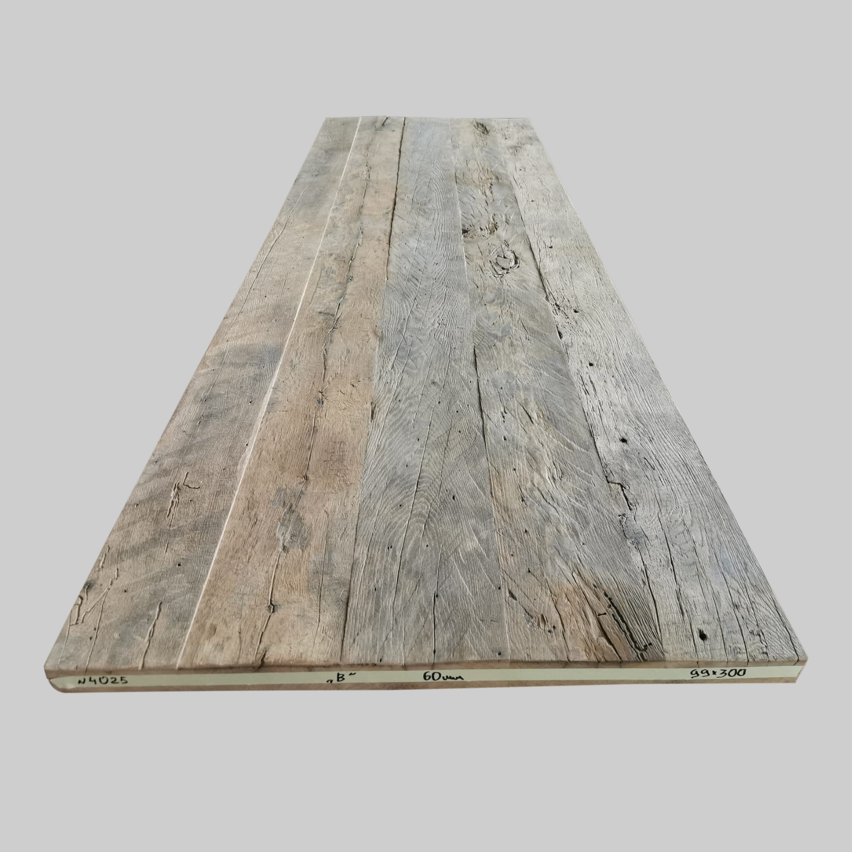 Tafelblad oud eiken geborsteld 3,00 x 0,99 x 0,06