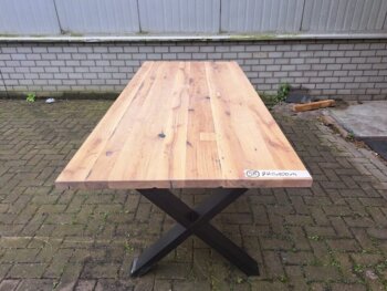 Tafel Oud Iep 220x100x4cm Metal X Leg