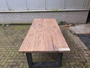 Tafel Oud Eiken 220x95x4cm Metalen U-poten