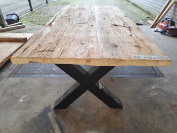 Tafel Oud Iep 215x100x5cm Metal X Leg