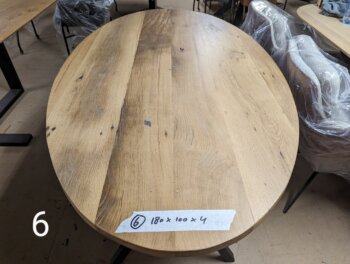Tafel Oud Eiken Ovaal 180x100x4cm Schaar Poten
