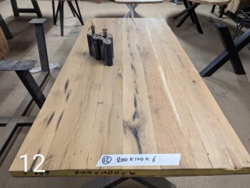 Tafel Oud Eiken 220x100x6cm Metal X Leg