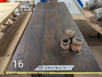 Tafel Oud Eiken 240x90x4cm Metaal A Poten