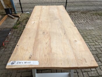 Tafel Oud Iep 230x95x6 Wit Metalen U-poten