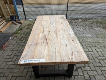 Tafel Oud Iep 210x100x6cm Metalen U-poten
