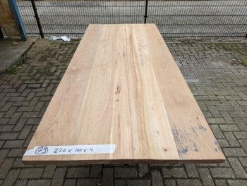 Tafel Oud Iep 220x100x4cm Metaal Spinpoot